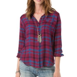 Lucky Brand Bungalow Soft Plaid Button Back Shirt